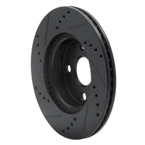 Scion iQ Brake Rotor (1) - Front Right - R1 Concepts - Drilled & Slotted - Black - `12-`15